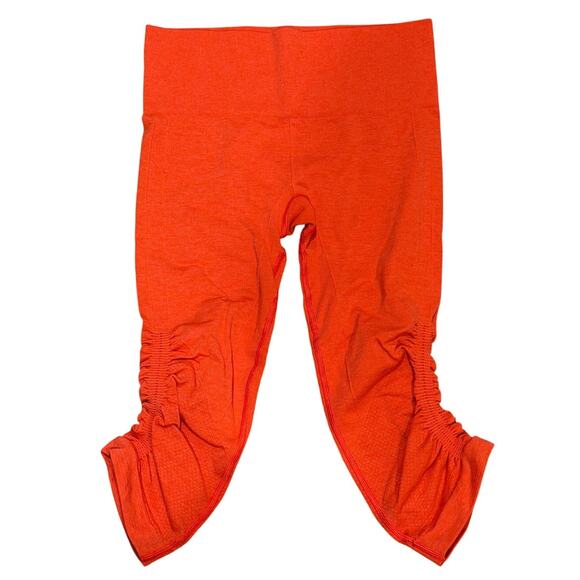 Lululemon In the Flow Crop Pants Leggings Womens 4 Coral Orange Ruched - Picture 2 of 5